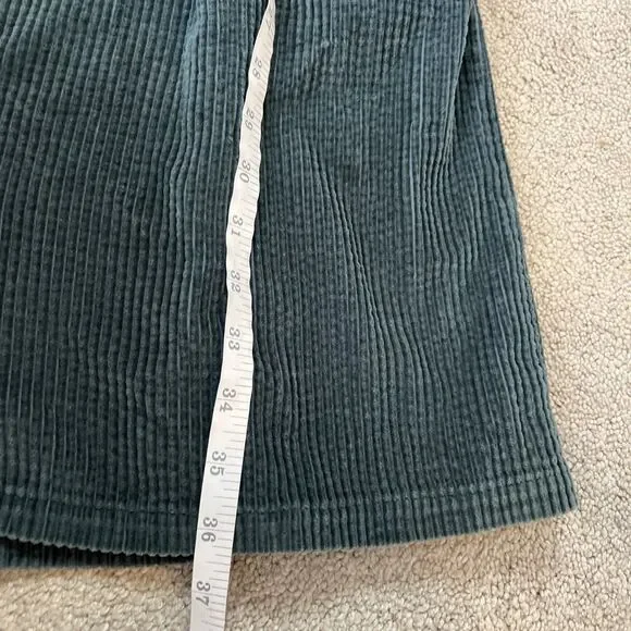 Vintage LL Bean Corduroy Dress 14 Green Midi Cottage Core Prairie Modest Button - Picture 6 of 6
